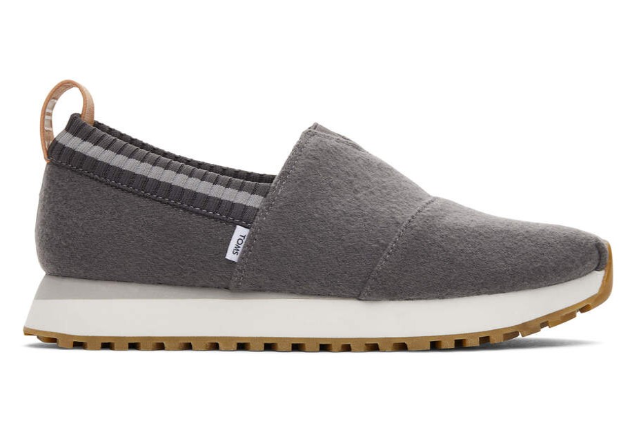 TOMS Slip Ons | Women'S Grey Felt Resident Sneakers | Toms