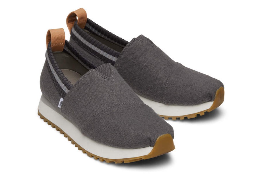 TOMS Slip Ons | Women'S Grey Felt Resident Sneakers | Toms