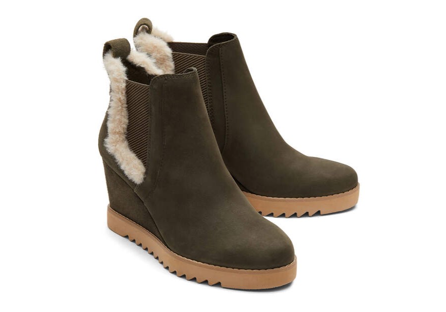 TOMS Boots & Booties | Women'S Green Maddie Nubuck Suede Boot | Toms