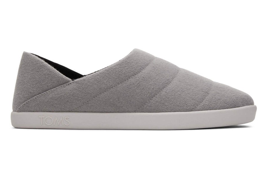 TOMS Cozy Shop | Men'S Grey Felt Fleece Ezra Slippers | Toms