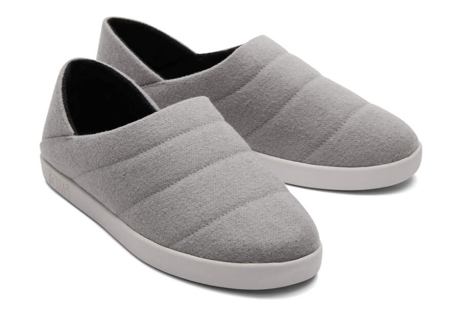 TOMS Cozy Shop | Men'S Grey Felt Fleece Ezra Slippers | Toms