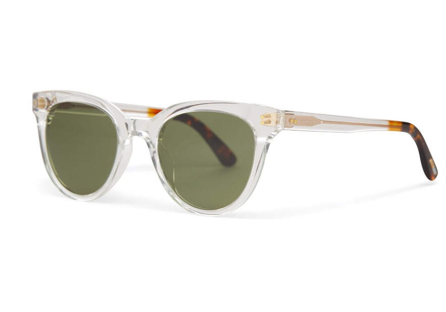 TOMS Sunglasses | Marlowe Vintage Crystal Frame And Bottle Green Lens Sunglass | Toms