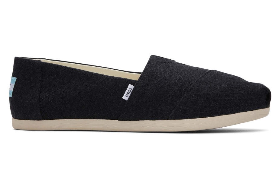 TOMS Alpargatas | Women'S Black Eco Refibra Diamond Pattern Woven Alpargatas | Toms