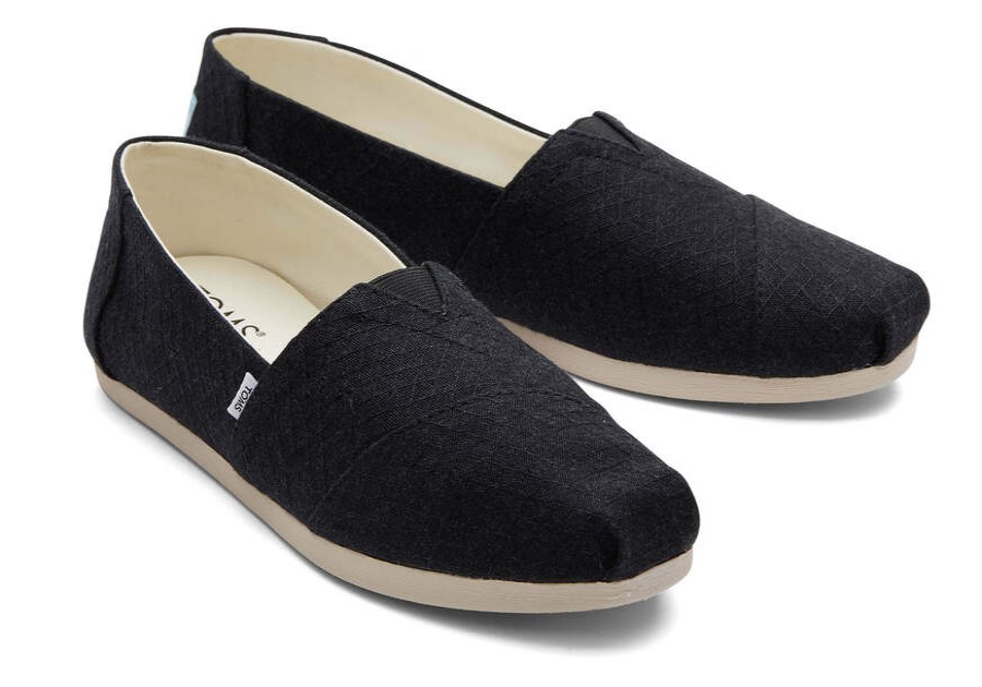 TOMS Alpargatas | Women'S Black Eco Refibra Diamond Pattern Woven Alpargatas | Toms