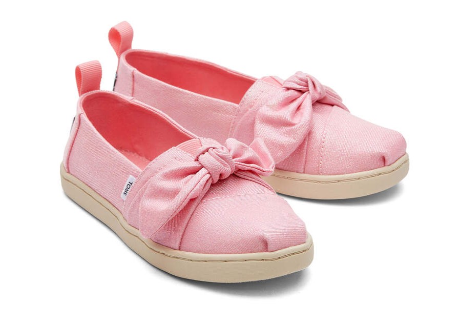 TOMS Special Occasions | Youth Carnation Pink Twill Glimmer/Bow Alpargata | Toms