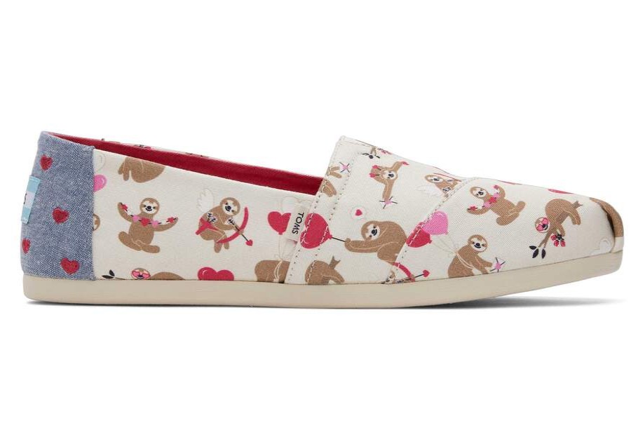 TOMS Exclusives | Womens Alpargata Natural Valentines Day Sloths Espadrille | Toms