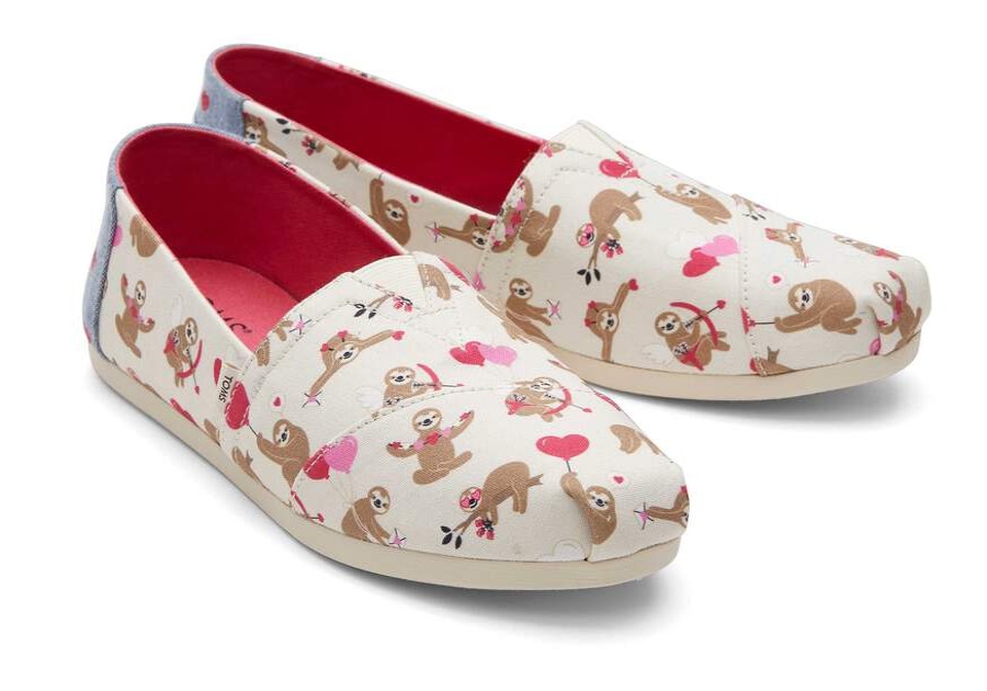 TOMS Exclusives | Womens Alpargata Natural Valentines Day Sloths Espadrille | Toms