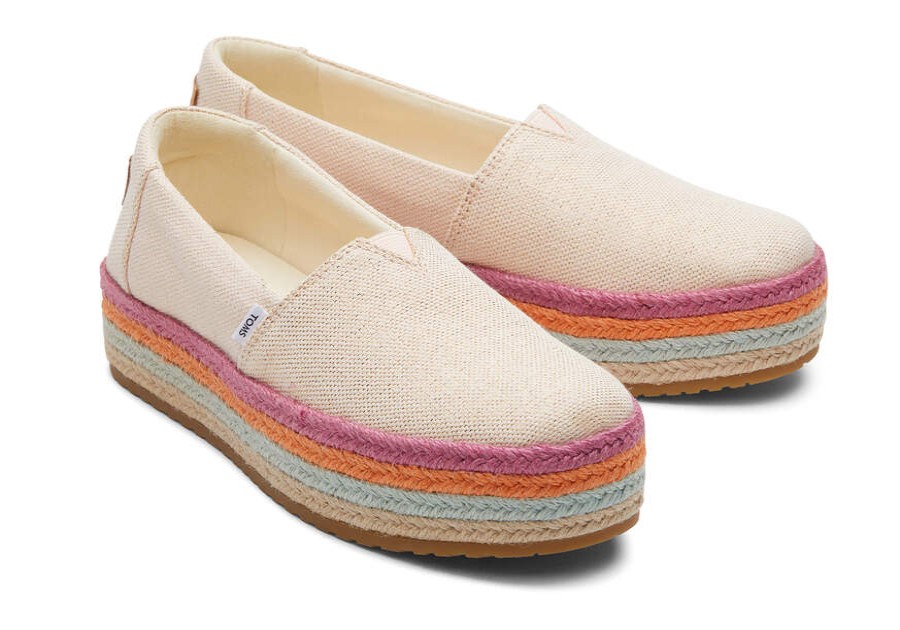 TOMS Alpargatas | Women'S Peach Metallic Valencia Platform Espadrille Slip On | Toms