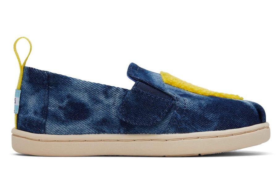 TOMS Prints & Patterns | Tiny Navy Washed Denim/Ligthning Bolt Alpargata Twin Gore | Toms