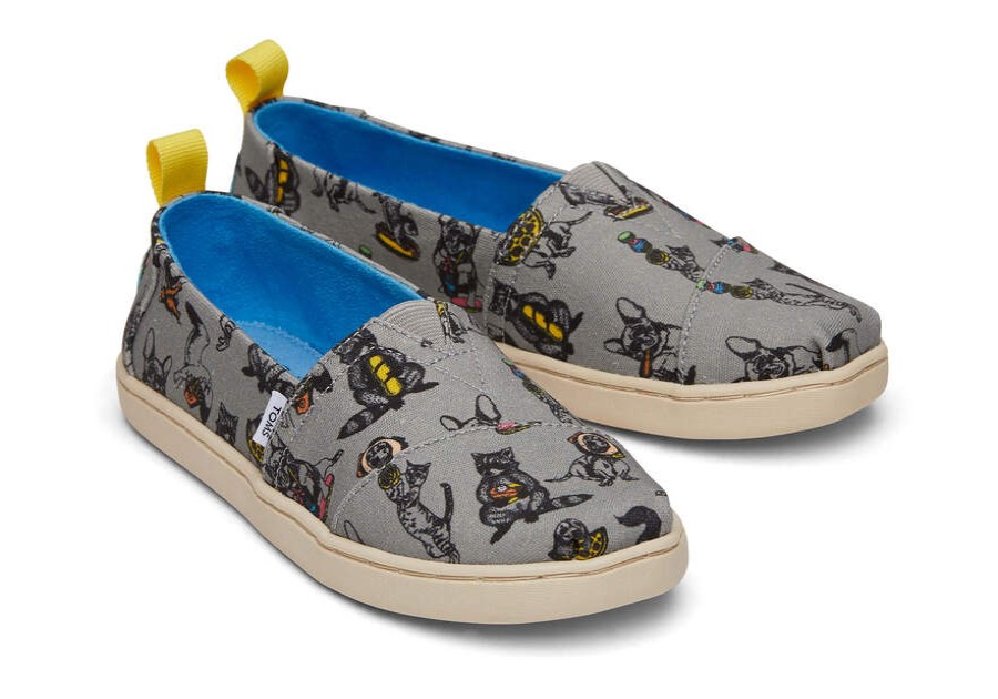 TOMS Prints & Patterns | Youth'S Grey Party Animals Print Alpargatas | Toms