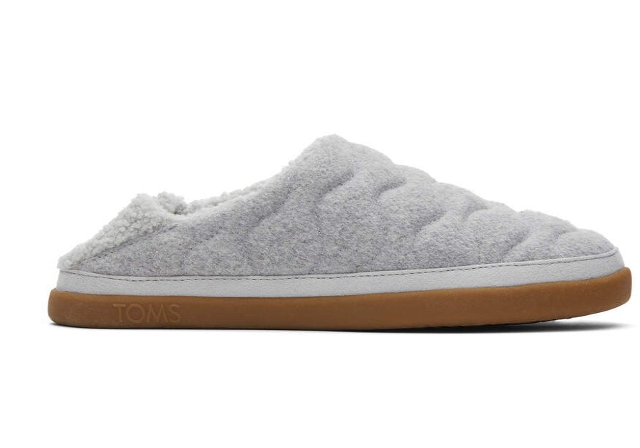 TOMS Slippers | Women'S Grey Quilted Felt Ezra Slippers | Toms