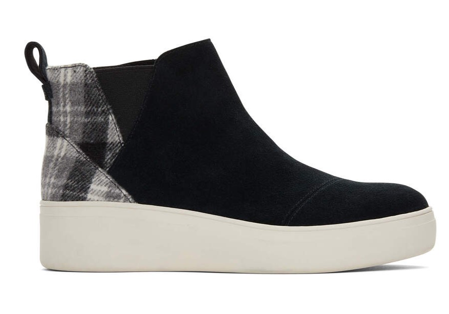 TOMS Exclusives | Women'S Black Plaid Suede Grey Plaid Jamie Sneakers | Toms