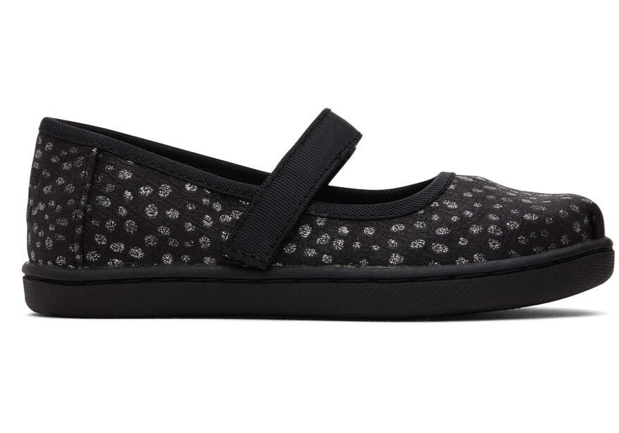 TOMS Prints & Patterns | Tiny'S Black Foil Dot Microfiber Mary Jane Flats | Toms