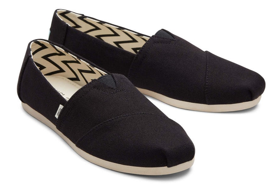 TOMS Alpargatas | Women'S Alpargata Black Wide Recycled Cotton Espadrille | Toms