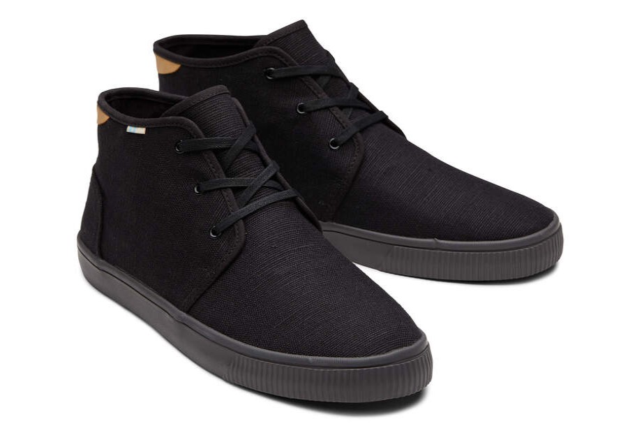 TOMS Earthwise | Black Canvas Mens Carlo Mid Top Sneakers | Toms