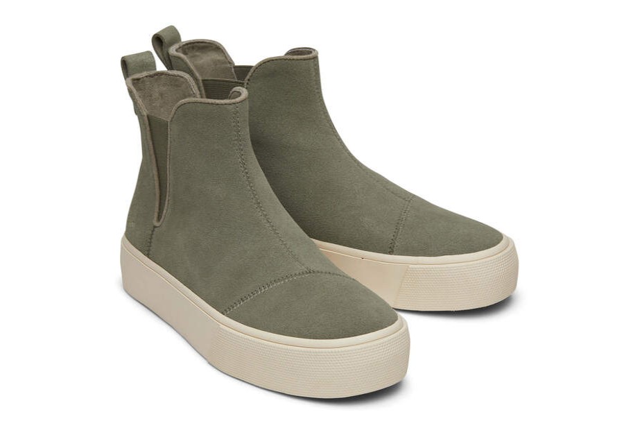 TOMS Boots & Booties | Women'S Grey Suede Fenix Platform Chelsea | Toms