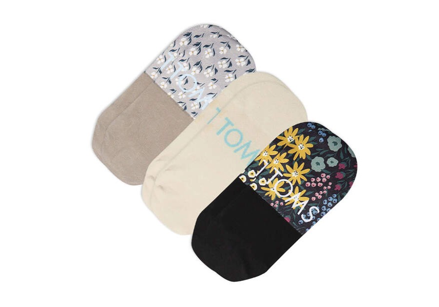 TOMS Sale | Women'S Ditzy Floral Print Stripes Ultimate No Show Socks 3 Pack | Toms