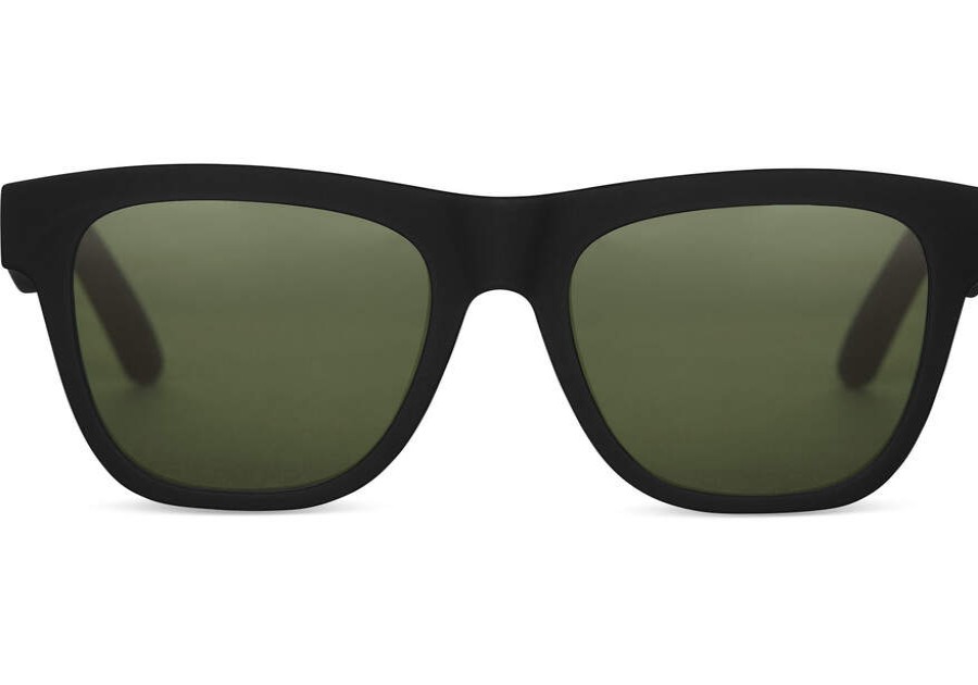 TOMS Sunglasses | Traveler Dalston Matte Black Polarized Green Lens | Toms