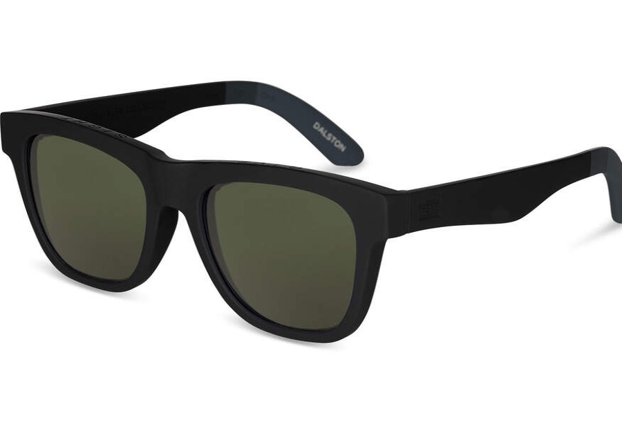 TOMS Sunglasses | Traveler Dalston Matte Black Polarized Green Lens | Toms