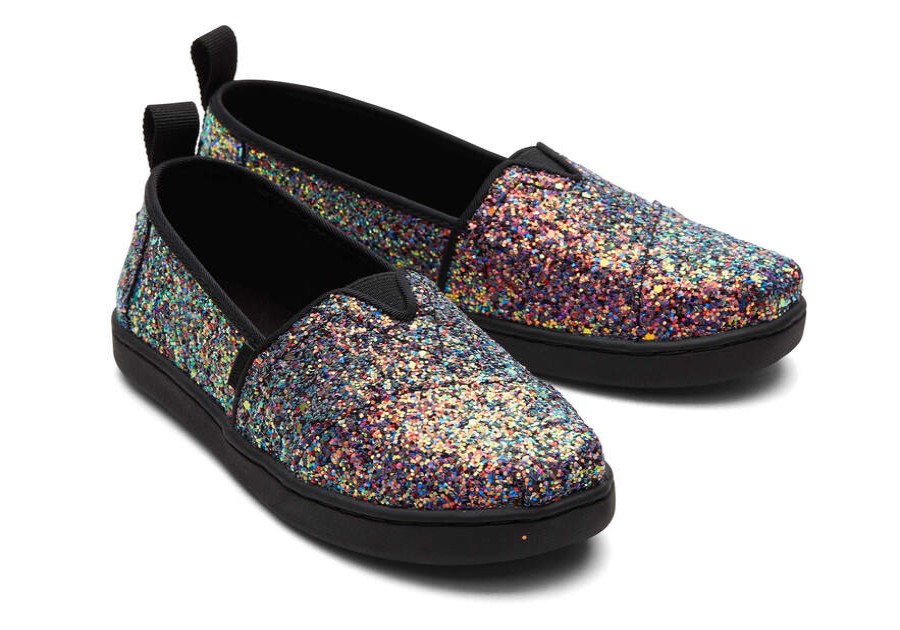 TOMS Prints & Patterns | Youth'S Black Chunky Glitter Alpargatas | Toms