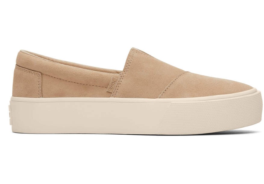 TOMS Platforms | Women'S Natural Suede Fenix Platform Slip-On Sneakers | Toms