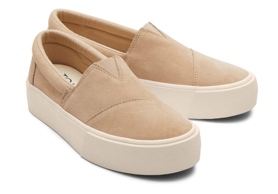 TOMS Platforms | Women'S Natural Suede Fenix Platform Slip-On Sneakers | Toms