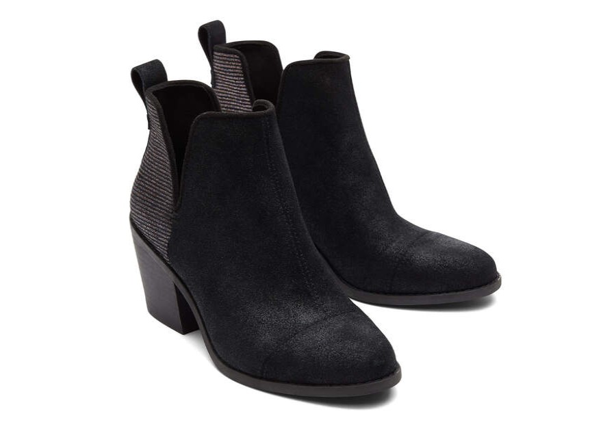 TOMS Exclusives | Women'S Black Glitter Everly Leather Boot | Toms