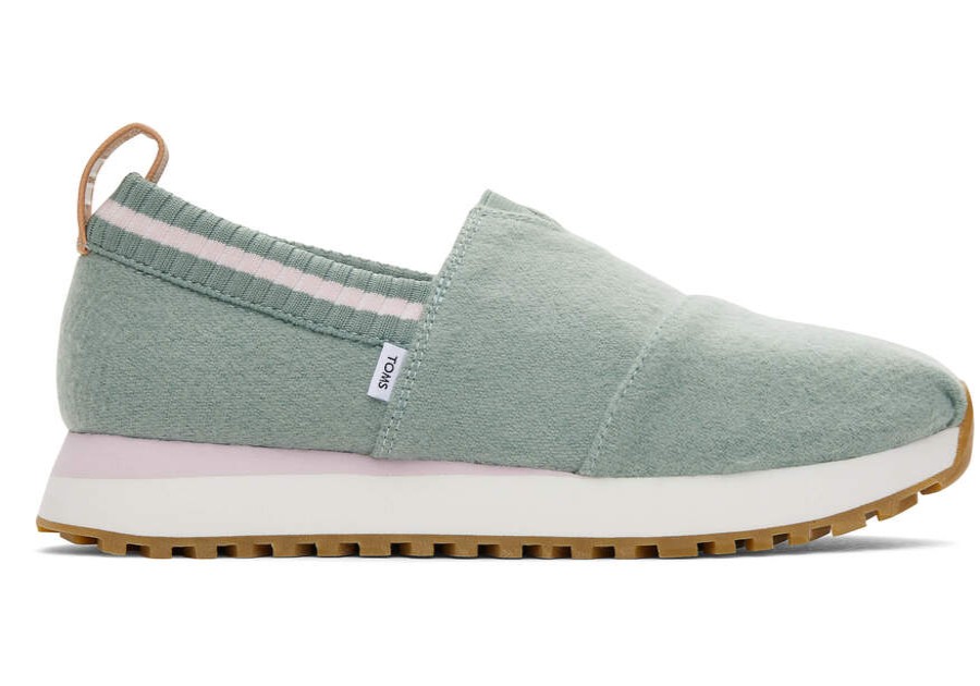 TOMS Slip Ons | Women'S Green Felt Resident Sneakers | Toms