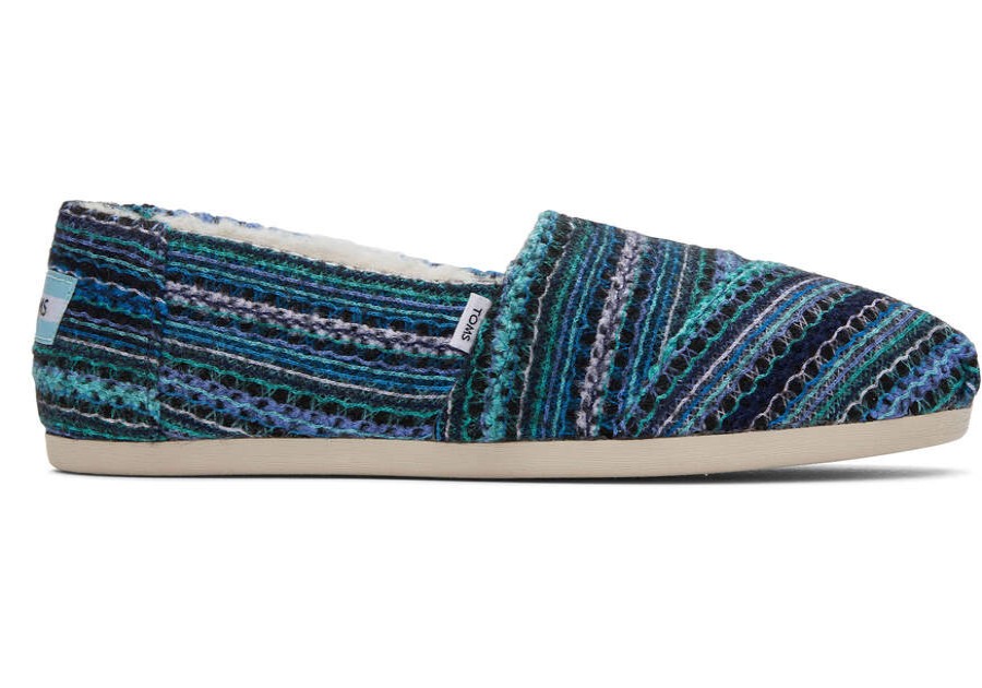 TOMS Alpargatas | Women'S Navy Multi Embroidered Chenille Faux Fur Alpargatas | Toms