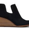 TOMS Boots & Booties | Black Suede Kallie Stacked Wedge Bootie | Toms