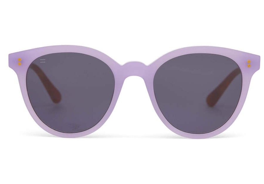 TOMS Sunglasses | Aaryn Matte Lavender Crystal Frame And Dark Grey Lens Sunglass | Toms