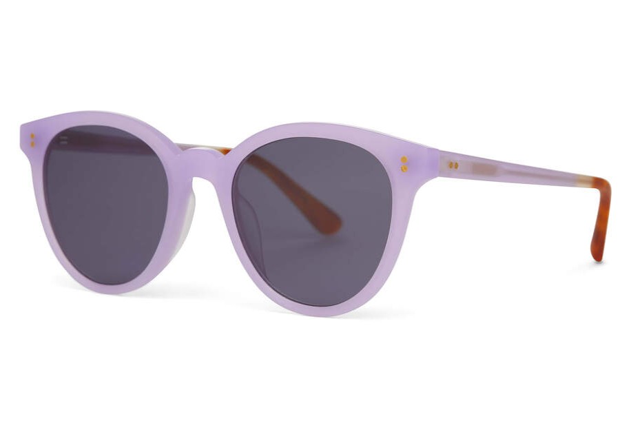 TOMS Sunglasses | Aaryn Matte Lavender Crystal Frame And Dark Grey Lens Sunglass | Toms