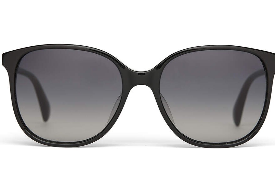 TOMS Sunglasses | Sandela Shiny Black Grey Polarized Lens | Toms