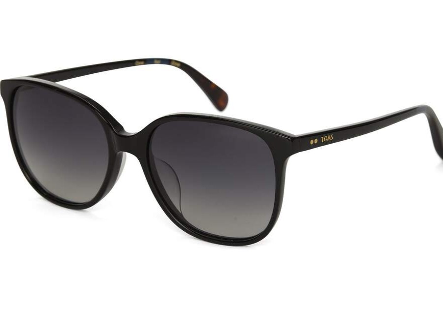 TOMS Sunglasses | Sandela Shiny Black Grey Polarized Lens | Toms