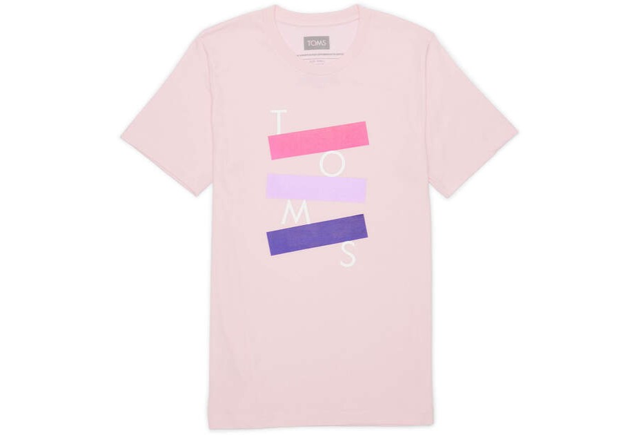 TOMS Tees | Short Sleeve Pink Stacked Logo Tee | Toms