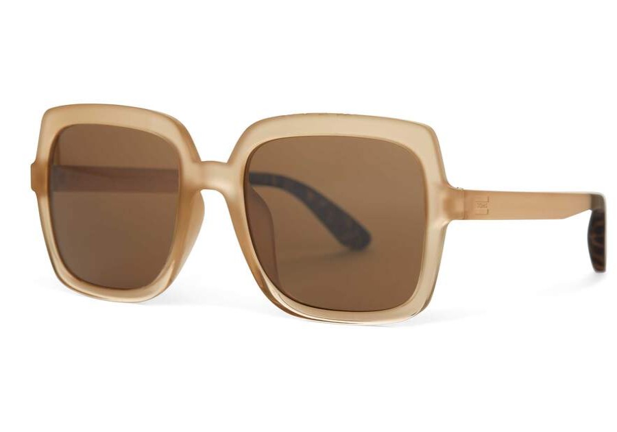 TOMS New Arrivals | Uni Athena Oatmilk Crystal Brown Traveler Sunglass | Toms