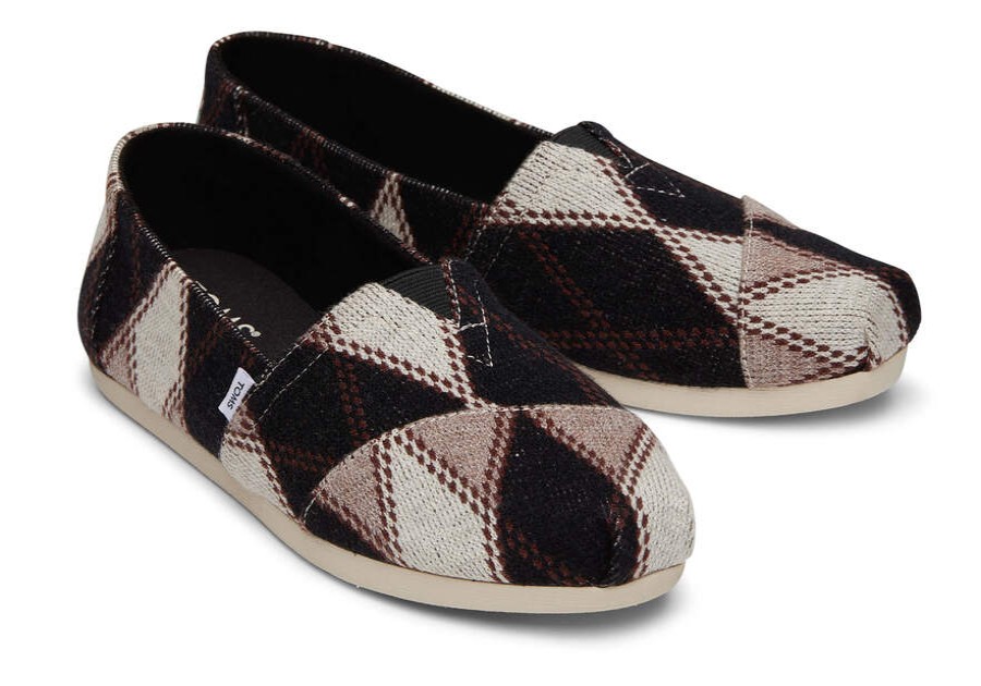 TOMS Alpargatas | Women'S Black Argyle Knit Alpargatas | Toms