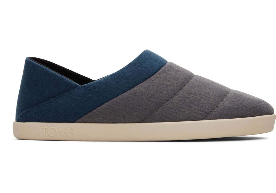 TOMS Prints & Patterns | Men'S Grey Felt Fleece Ezra Slippers | Toms