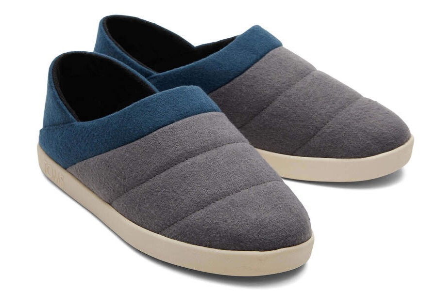 TOMS Prints & Patterns | Men'S Grey Felt Fleece Ezra Slippers | Toms