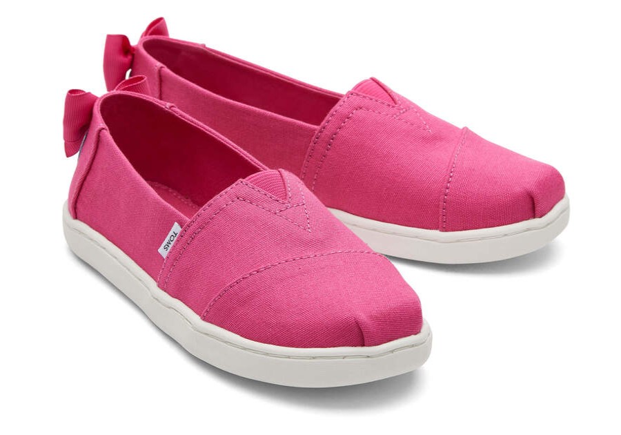 TOMS Alpargatas | Youth'S Pink Canvas Bow Alpargatas | Toms