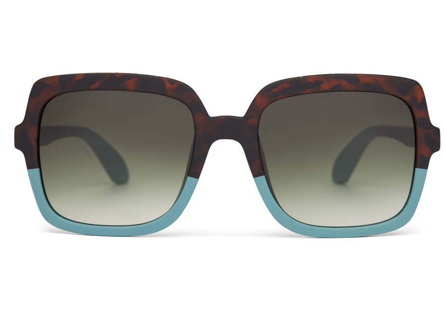 TOMS Sunglasses | Traveler Athena Matte Blonde Tort Sage Steel Fade Frame And Green Grey Lens Sunglass | Toms