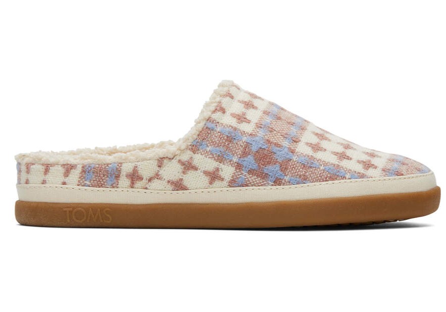 TOMS Slippers | Women'S Pink Plaid Stitched Plaid Sage Slippers | Toms