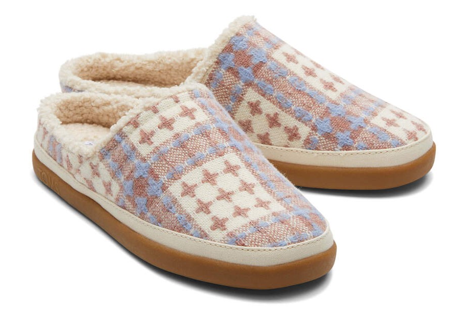 TOMS Slippers | Women'S Pink Plaid Stitched Plaid Sage Slippers | Toms