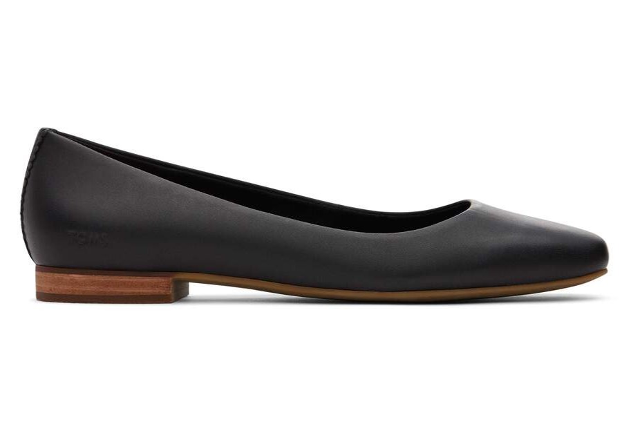 TOMS Dress Casual | Womens Briella Black Leather Flat | Toms