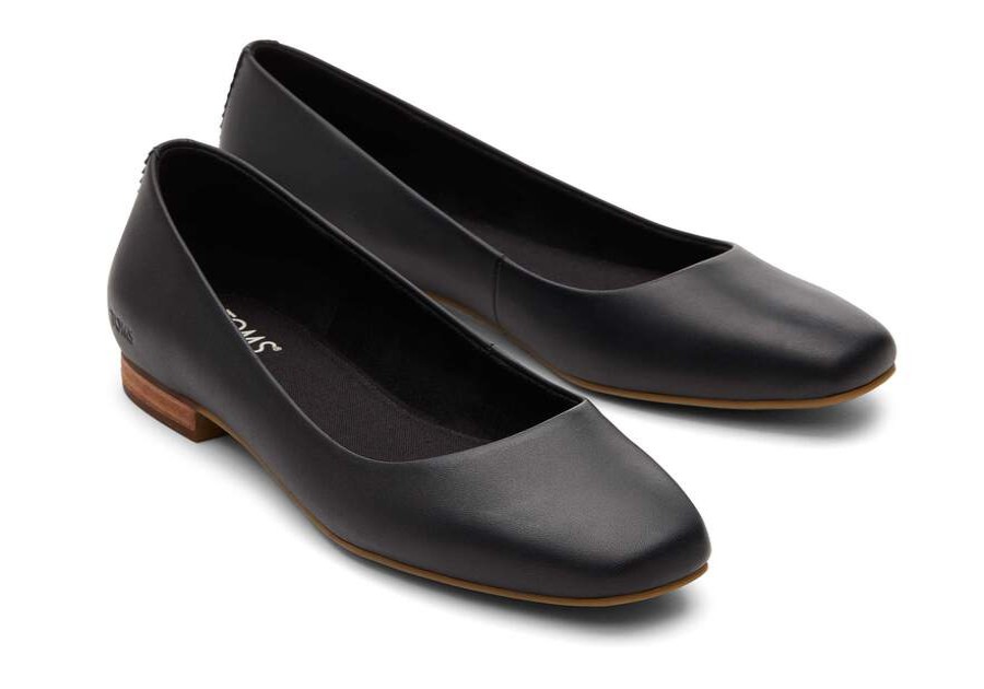 TOMS Dress Casual | Womens Briella Black Leather Flat | Toms