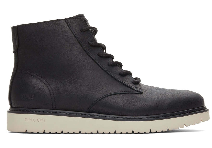 TOMS Winter Essentials | Men'S Black Water Resistant Leather Navi Trvl Lite Ranger Boots | Toms