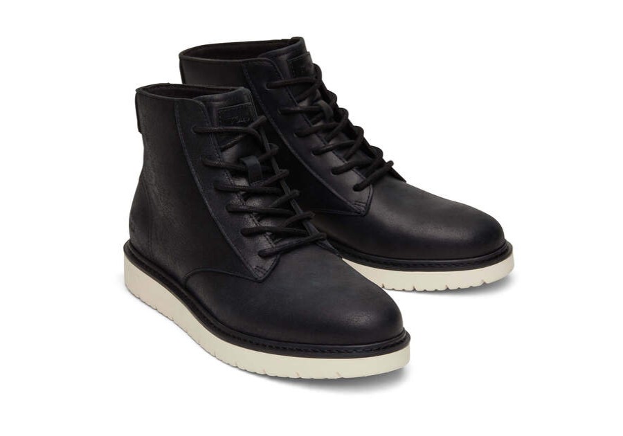 TOMS Winter Essentials | Men'S Black Water Resistant Leather Navi Trvl Lite Ranger Boots | Toms