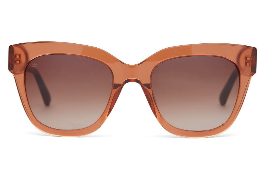 TOMS Sunglasses | Sloane Terracotta Crystal Frame And Brown Gradient Lens Sunglass | Toms