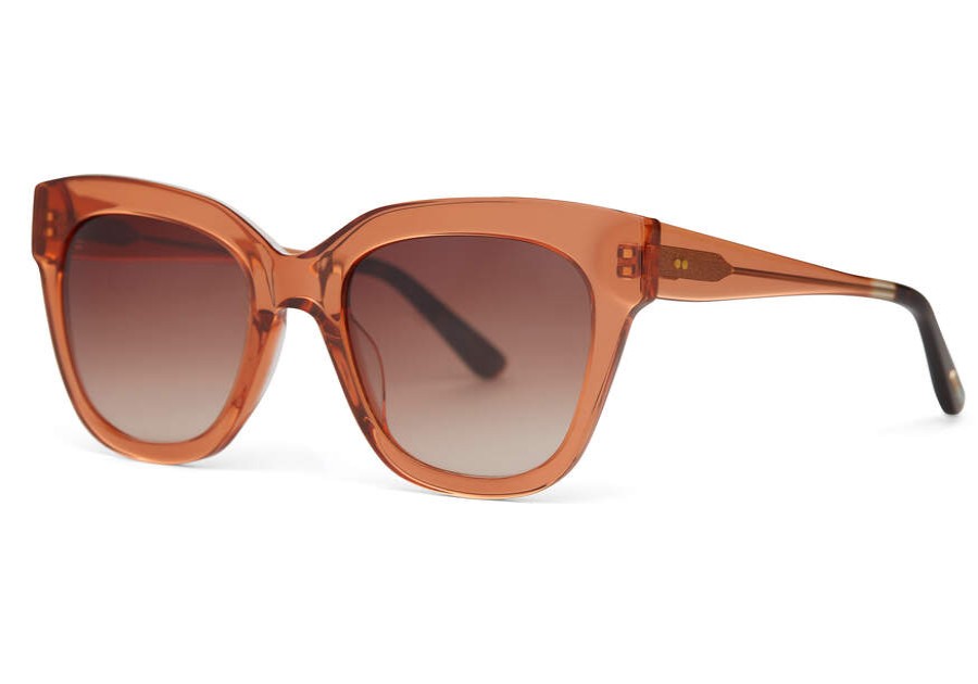 TOMS Sunglasses | Sloane Terracotta Crystal Frame And Brown Gradient Lens Sunglass | Toms