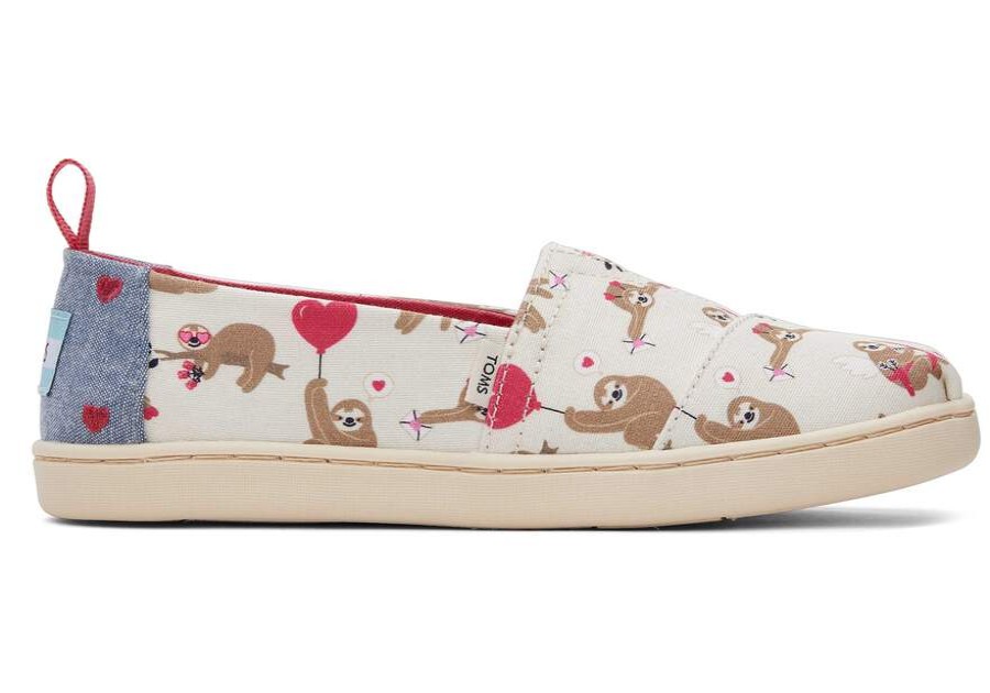 TOMS Prints & Patterns | Youth Alpargata Valentines Day Sloths Kids Shoe | Toms